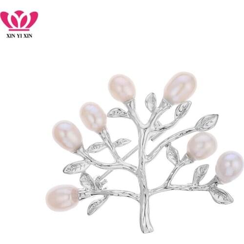 Elegant Pearl Tree of Life Pin Brooch for Women Statement Color Round Pearl Brooch 2019 Fashion Jewelry Dress Grown Accessory
