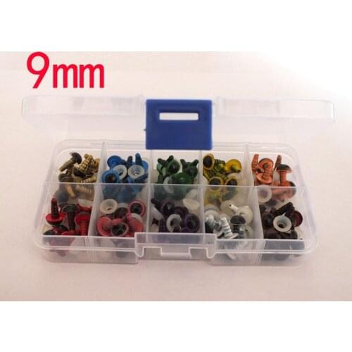 1 Box 100pcs 10 Colors 9mm Safety Eyes Box for Teddy Bear Stuffed Toy
