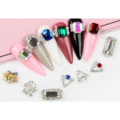 10pcs/lot, 3d Nail Art Alloy With AB Sides Crystal Rhinestones Nail Tips Decorations