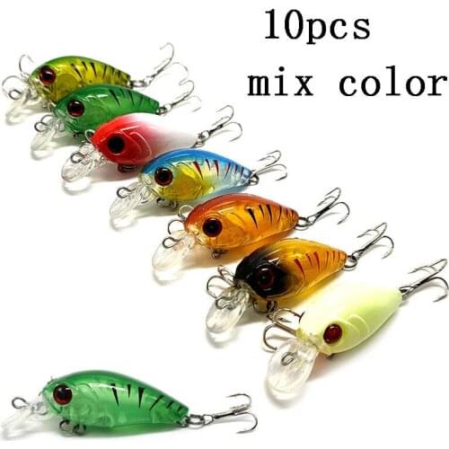 10PCS Crankbait Fishing Lure 48mm 3.8g Crank Bait Hard Baits Topwater Artificial Wobbler Bass Fly Fishing Accessories Peche