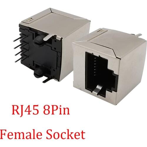 2/5/10Pcs RJ45 Network Ethernet Interface Metal RJ45 8Pin Female Jack PCB Board Straight 8P8C Crystal Head Seat Socket Adapter