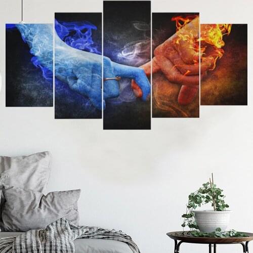 5 Pieces Wall Art Canvas Painting Abstract Couple Hand Poster Modern Home Living Room Bedroom For Decoration Frame Pictures