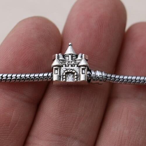 5PCS Silver Plated Carstle House Beads Fit Pandora Jewelry Making Charm Bracelet DIY Accessories Handmade Craft