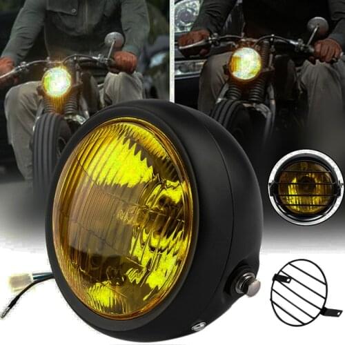 6.5 Yellow Retro Motorcycle LED Headlight Headlamp For GN125 Bobber Cafe Racer Choppers