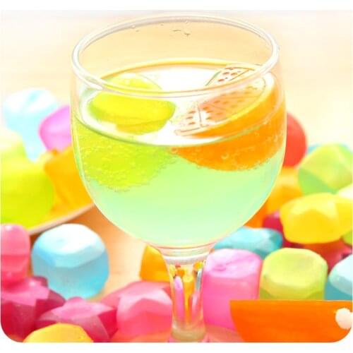 6Pcs/Sett Fruit and Square Shaped Ice Cubes LDPE Food-grade Plastic Fruit Shaped Reusable Polychrome Plastic Party Wine Cooler