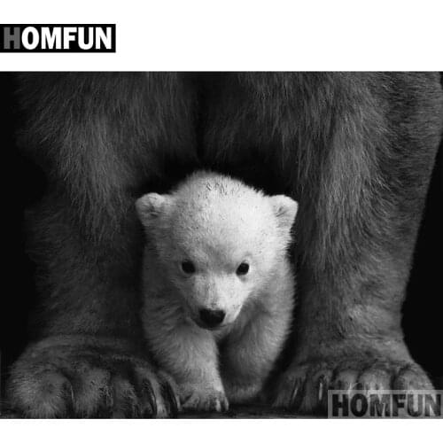 HOMFUN Full Square/Round Drill 5D DIY Diamond Painting "Animal Bear" Embroidery Cross Stitch 5D Home Decor Gift A16163