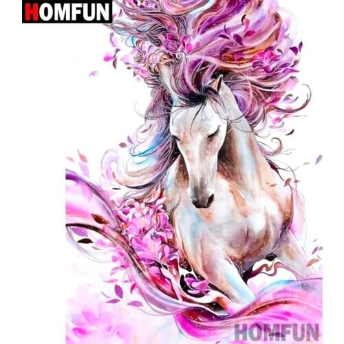 HOMFUN Full Square/Round Drill 5D DIY Diamond Painting "Animal horse" Embroidery Cross Stitch 5D Home Decor Gift A09247