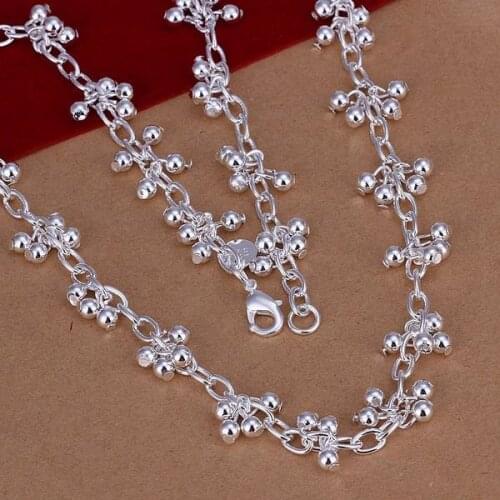 Free Shipping!!Wholesale silver plated Necklaces & Pendants,925 jewelry silver,Grapes Light Bead Necklace SMTN156