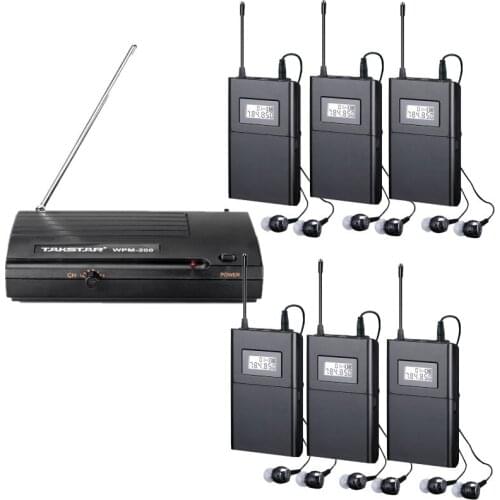 Takstar WPM-200 UHF Frequency Band Wireless Monitoring System for recording studio and on-stage 1 Transmitter+6 Receivers