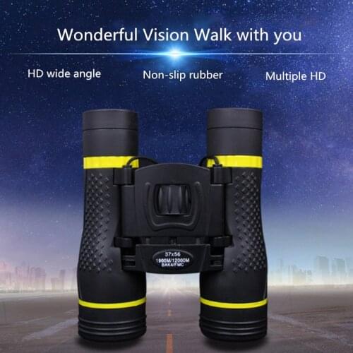 37x56 HD hunting binoculars outdoor travel zoom night vision waterproof BAK4 prism folding handheld powerful binoculars