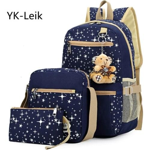YK-Leik Brand School Bag Printing Backpack With Bear Children School Bags For Girl Cute Backpacks For Teenagers Mochila Feminina
