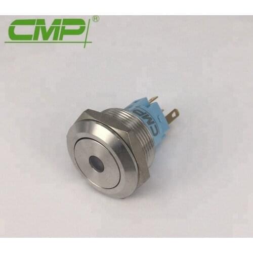 CMP IP67 22mm Momentary or Latching Ring LED Maintain Waterproof Metal Illuminated Center For Light Push Buttons Switch 1NO1NC