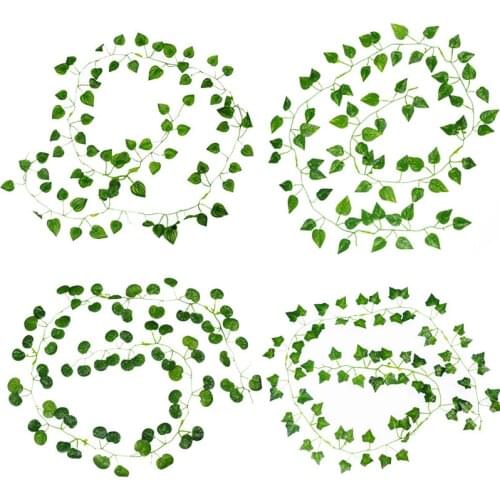 2pcs 2m simulation decorative leaf green leaf creeper leaf vine evergreen rattan fake green leaf vine home bar party decoration