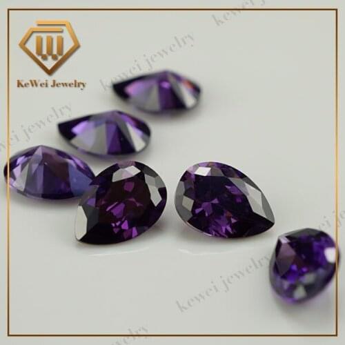 10pcs Amethysts 8*10mm-15*20mm AAAAA Pear Cubic Zirconia Stone Synthetic CZ Stone
