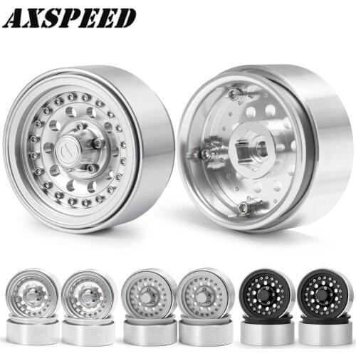 AXSPEED 1.9" Beadlock Wheel Rims Metal Alloy Wheel Hubs for 1/10 Axial SCX10 Traxxas TRX4 RC Crawler Car Wheels Spare Parts