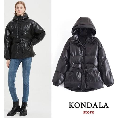Женские кожаные пуховики KONDALA China At AliExpress