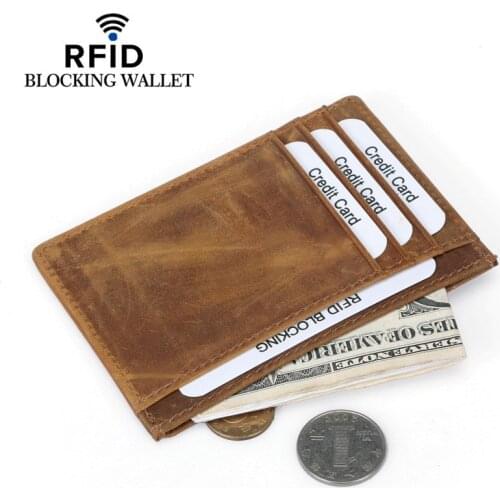 Leather Credit Card Case Rfid Blocking Wallet for Credit Cards Vintage Card Organizer anti Rfid Card Protection Cardholder