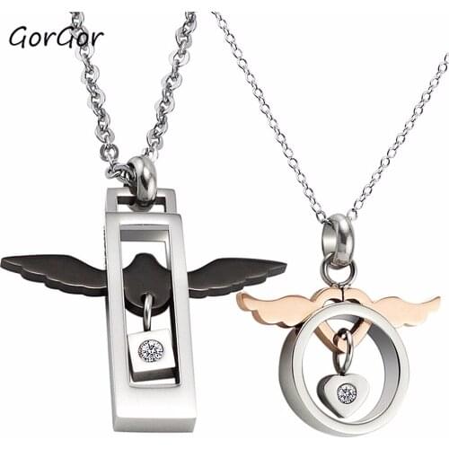 GorGor Creative Personality Design Mixed Batch Fashion New Angel Love Titanium Steel Korean Style Jewelry Couple Necklace 512