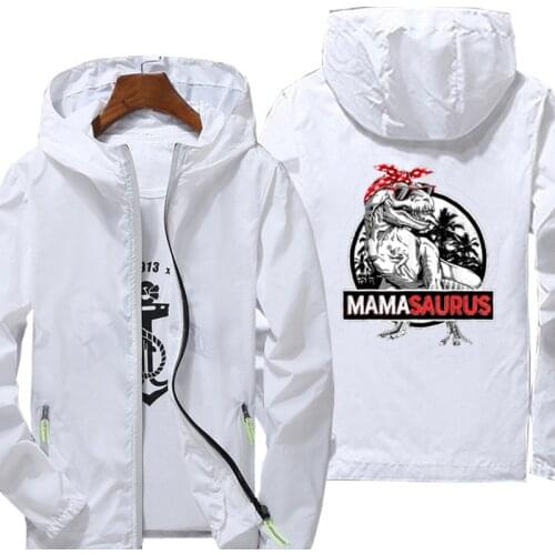 Casual Dinosaur Jacket Spring Autumn reflective zipper Windbreaker waterproof Jackets men street Hooded thin Coats