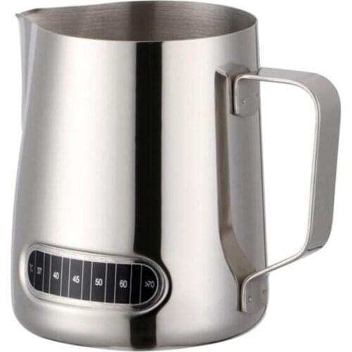 With Scale Milk Frothing Pitcher Stainless Steel Creamer Frothing Jug 20oz 600ml Coffee Jug With Thermometer Sticker