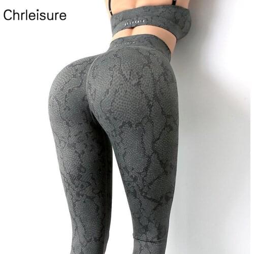 CHRLEISURE Sexy Snake Pattern Printed Leggings For Women High Waist Hip Lift Fitness Slim Running Gym Clothing Sports Legging