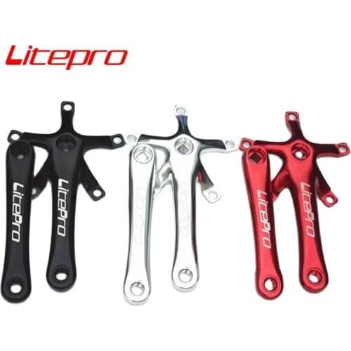 LITEPRO 412 Folding Bike Crank BCD 130mm Aluminum Alloy Square Hole Crank 170mm Fold Bicycle Part Black/Red/Silver