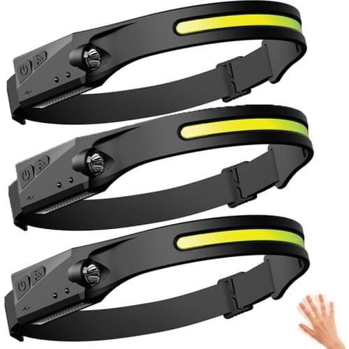 Mini Flashlight 3PSC Built-in 18650 Battery COB LED Sensor Headlight USB Rechargeable Lantern Headlight Small Led Flashlight