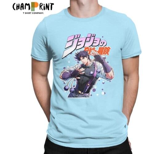 Joseph Jostar JoJo Bizarre Adventure T-Shirt Men Hipster 100% Cotton Tee Shirt Round Collar Short Sleeve T Shirt Printed Clothes
