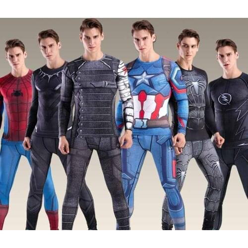 Mens Compression Sport Suits Running Set Gym Workout Clothes Sportswear Fitness Dry Fit Shirt Tights Cosplay MMA BJJ Rashguard