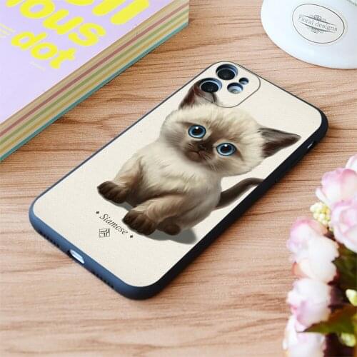 For iPhone Cataclysm Siamese Kitten Classic Print Soft Matt Apple iPhone Case 6 7 8 11 12 Plus Pro X XR XS MAX SE