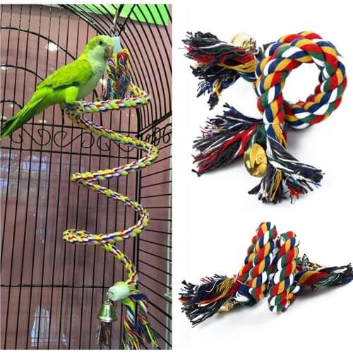 Parrot Birds Toy Kit Swing Hanging Bells Wooden Bridge Accessories Bird Toy Standing Training Pet Tool 50cm