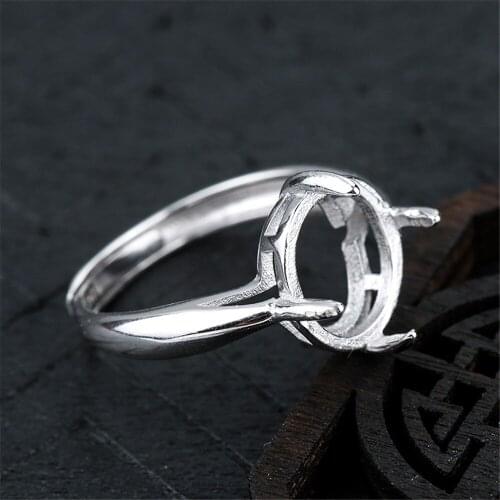 Ring Setting for 4x4mm/5x5mm/6x6mm/8x8mm/10x10mm/12x12mm/15X15mm Round Cabochons White Gold Plated 925 Silver Adjustable