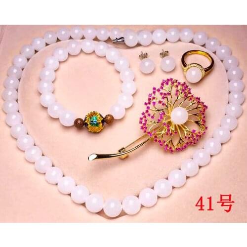 Natural Wada white set of five-piece necklace bracelet ring and so on 2987