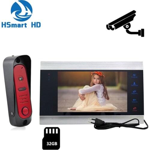 New 7 Inch TFT Wired Video Intercom System with 1x 1200TVL Waterproof Door Phone Camera,Support Recording / Snapshot Doorbell