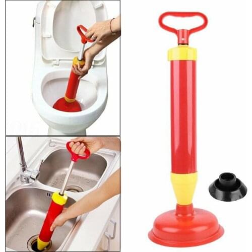 Newest 1PC Toilet Dredge Tool With 4 Plugs Manual Drain Buster Plunger Household Cleaning Tool Powerful Bathroom Clog Cleaner
