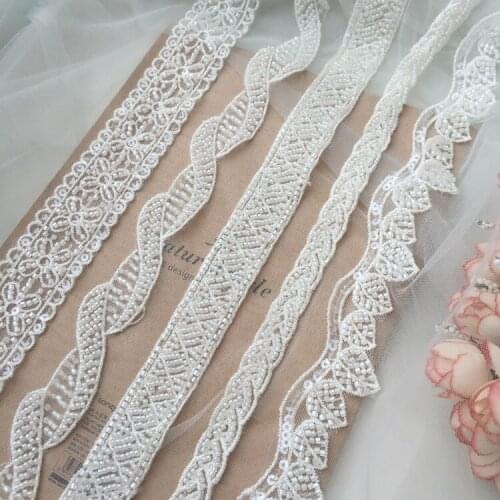 New off-white luxury high-beaded beaded wedding lace, veil, hairband, skirt, doll clothes accessories