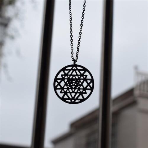 4 Colors New Sri Yantra pendant Silver Color necklaces & pendants for women flower of life Molecule Necklace Graducation Gift