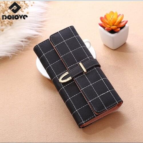 DOLOV New womens wallet Korean version of the frosted Lingge long wallet female multi-card buckle wallet card package