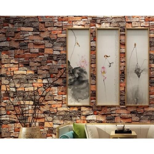 Beibehang Waterproof pvc brick frame living room background wall paper papel de parede Chinese style retro 3d wallpaper tapety