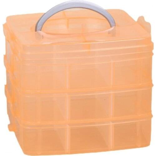 Craft Organizer Box with Handle Stackable 3 Layer Plastic Durable Portable Arts Small Ornaments Container Home Storage