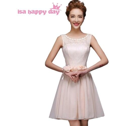 Women beautiful cheap champagne 8th grade spring graduation semi formal girls a line scoop short dress dresses under 50 H4236