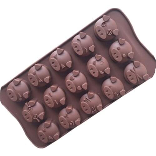 Chocolate Mould,15 Holes Funny Pig Shaped Silicone Soap Candy Fondant Chocolate Mould Cookies Cake Mold DIY Kitchen