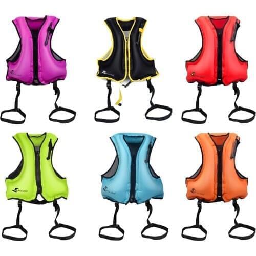 Swimming Life Jacket Buoyancy Vest Swimming Aid Mouth Blowing Portable Inflatable Adult Children Swimwear