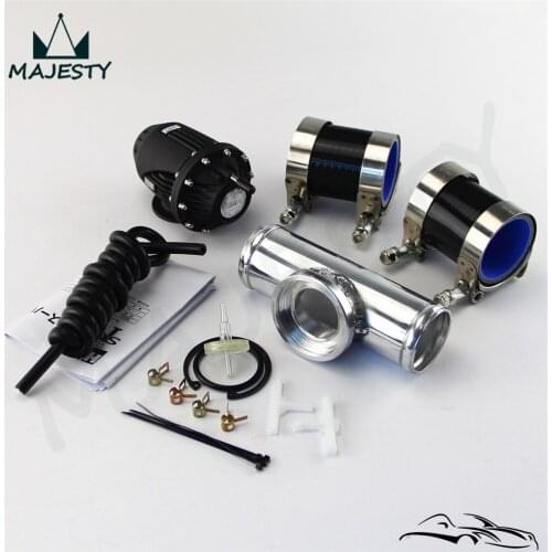 SQV Blow Off Valve BOV IV 4 +2.25" Flange Pipe+ RED Silicone Hose +Clamps kit BLACK