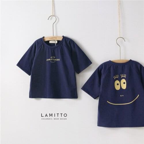 Tonytaobaby Summer New Boys and Girls Simple Smile Letter Printed Hip-hop T-shirt
