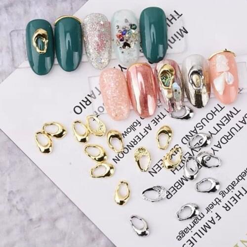 20/50pcs Alloy Nail Art Decorations Irregular Hollow Ring Rose Gold 3d New Arrive Charms Nail Studs DIY Manicure Japanese