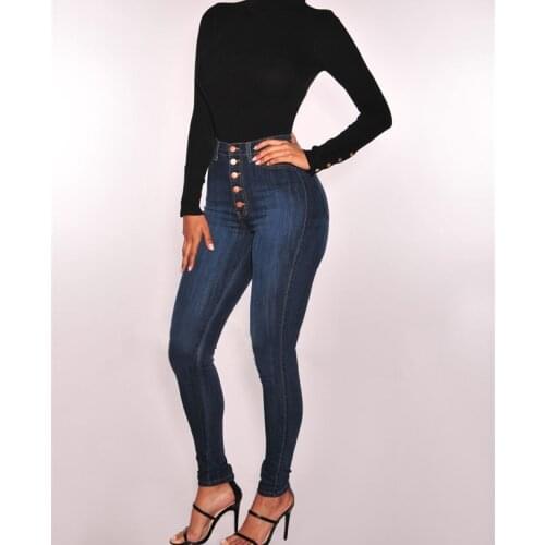 European And American New Style Hot Style Plus Size Womens AliExpress Hot Sale New Style High Waist Stretch Slim Denim Pants