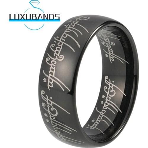Tungsten Wedding Band Engagement Domed Band 8MM Black Polished Finished anillos mujer acero inoxsidabl For Men Wemen Comfort Fit