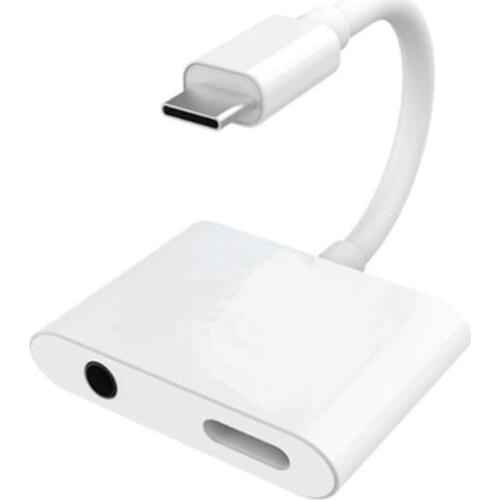 20pcs/lot 2 in 1 USB Type C to 3.5mm Jack Audio Aux Cable Headphone Charger Adapter for iPad Pro Huawei P20 Google Pixel 2 2XL