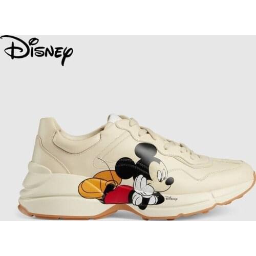 Disney Mickey Ladies Comfortable Lace-up Sneakers Simple Cartoon Casual Shoes Spring and Autumn Fashion Non-slip Breathable